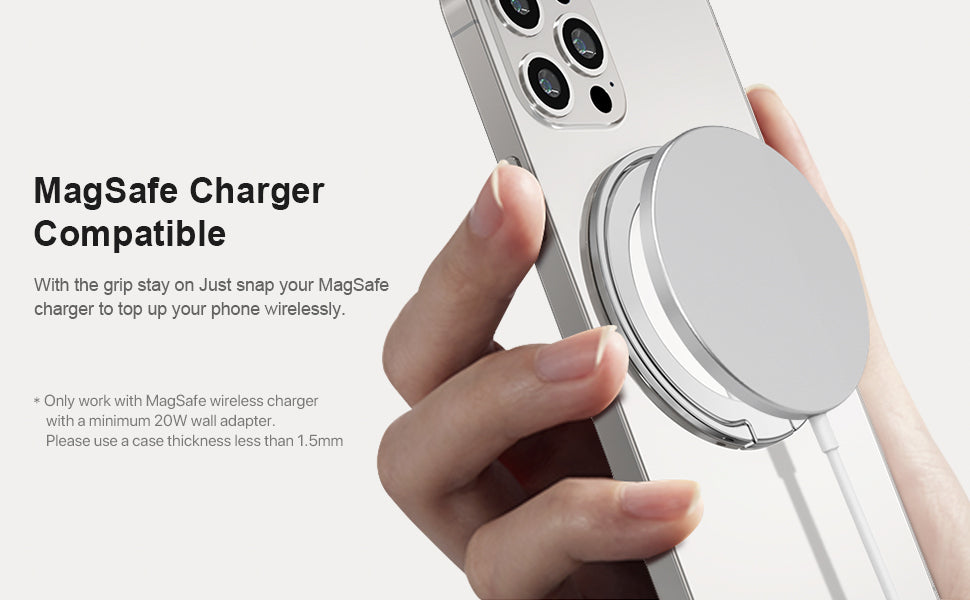 EWA Magnetic Phone Grip and Stand with Silicone Finger Strap for Magsafe Ring Holder Only for iPhone 13 12 Pro/Pro Max/Mini