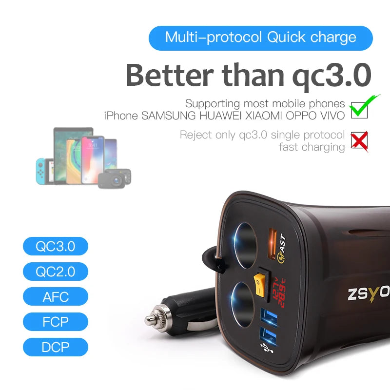 9V 8A Phone Usb 12V Car Charger Cup for iphone samsung huawei Xiaomi Dual Cigarette Lighter Socket Adapter Fast Charger QC 3.0