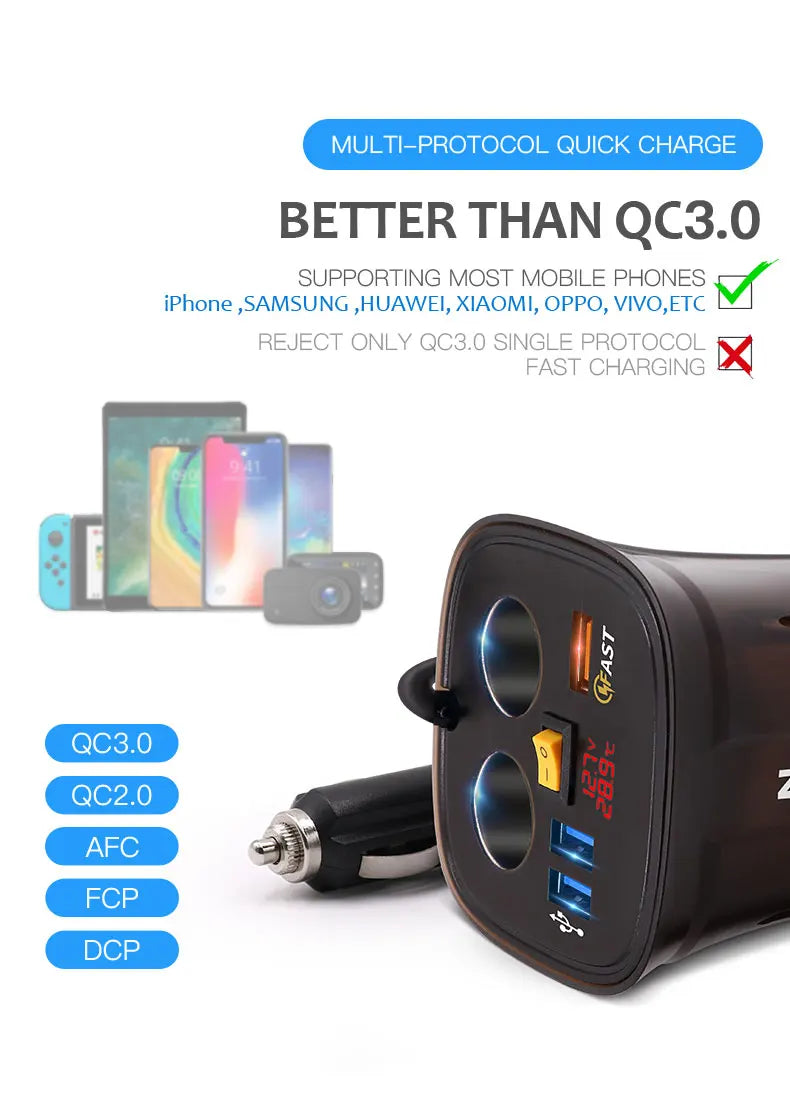 9V 8A Phone Usb 12V Car Charger Cup for iphone samsung huawei Xiaomi Dual Cigarette Lighter Socket Adapter Fast Charger QC 3.0