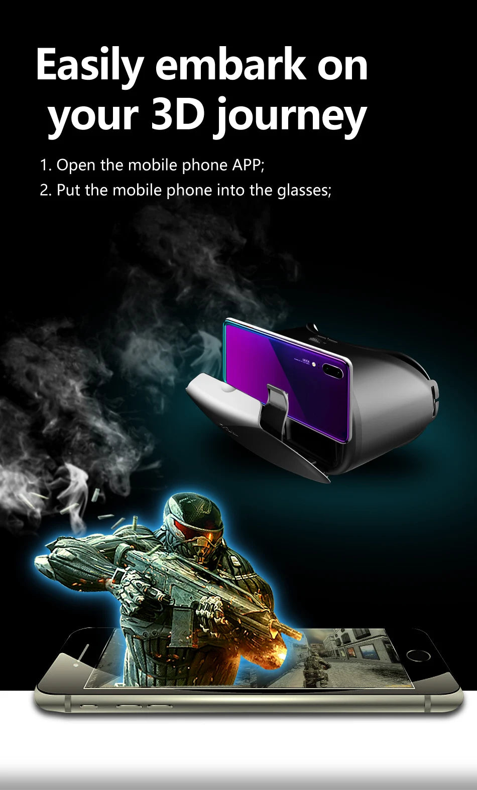 3D Virtual Reality VR Glasses For iPhone Android Smartphone Cell Mobile Phone Helmet Headset Wirth Real Lenses Goggles Devices