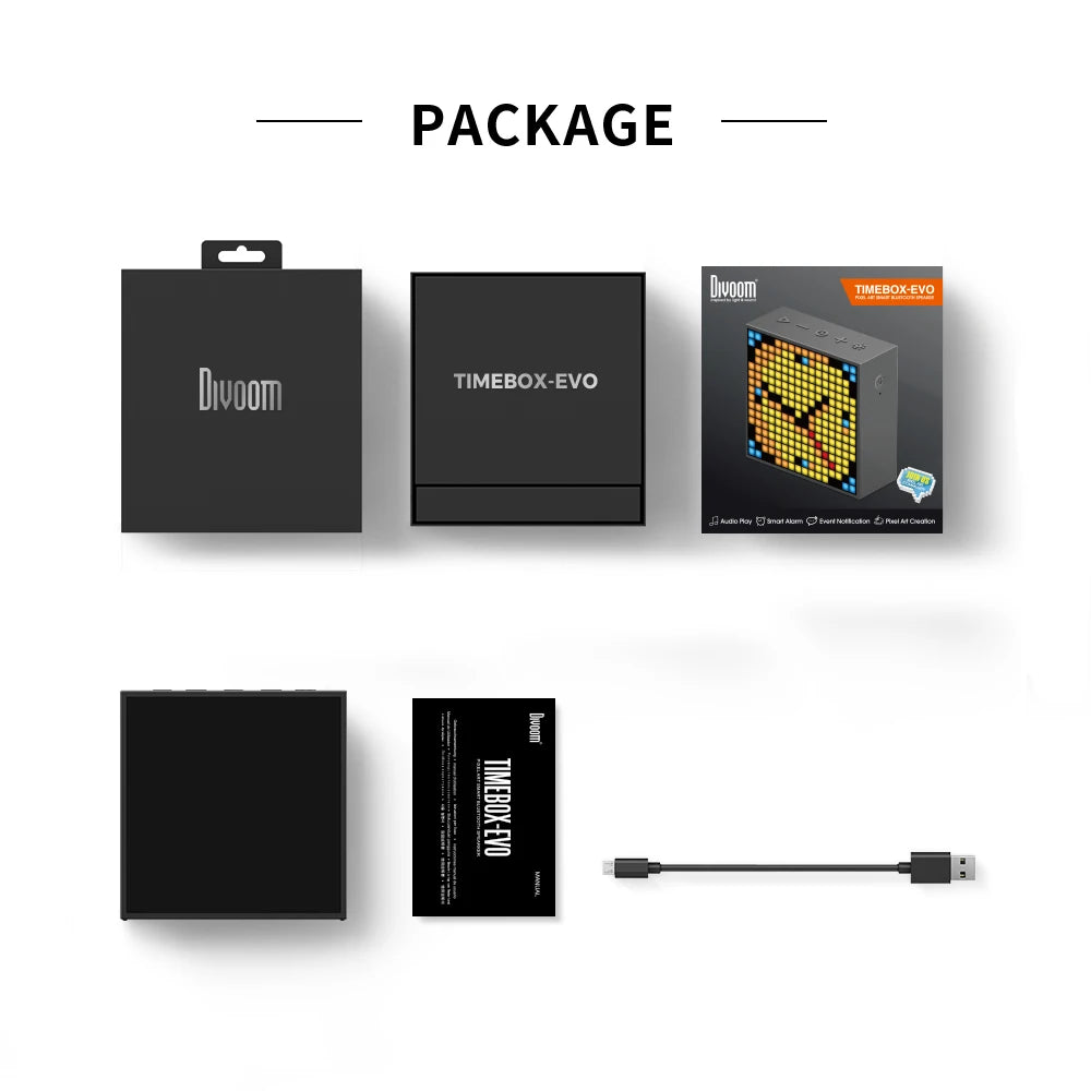 Divoom Timebox Evo speakers bluetooth wireless with Clock Alarm Programmable LED Display for Pixel Art Creation Unique Gift