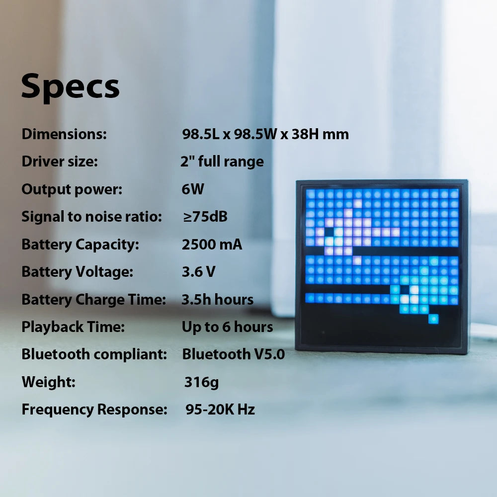 Divoom Timebox Evo speakers bluetooth wireless with Clock Alarm Programmable LED Display for Pixel Art Creation Unique Gift