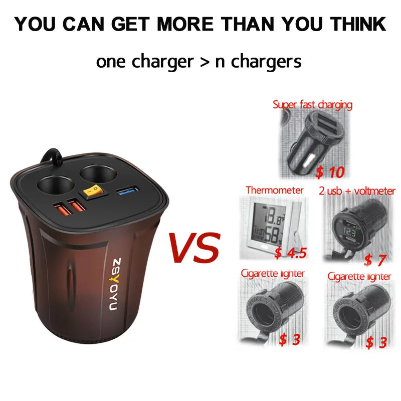 9V 8A Phone Usb 12V Car Charger Cup for iphone samsung huawei Xiaomi Dual Cigarette Lighter Socket Adapter Fast Charger QC 3.0