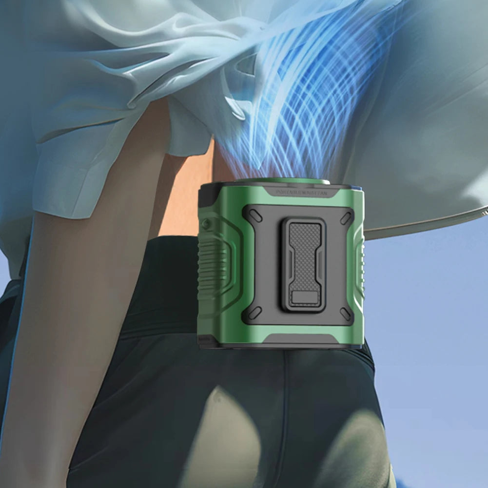 4000mAh Waist Clip Fan Rechargeable Personal Wearable Belt Clip Fan Portable Powerbank Flashlight Fan for Outdoor Camping Hiking