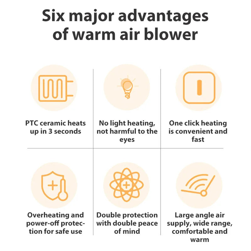 500W Portable Electric Heater PTC Hot Warm Air Blower Quick Heating For Home Room Heating Stoves Constant Temperature Fan Heater