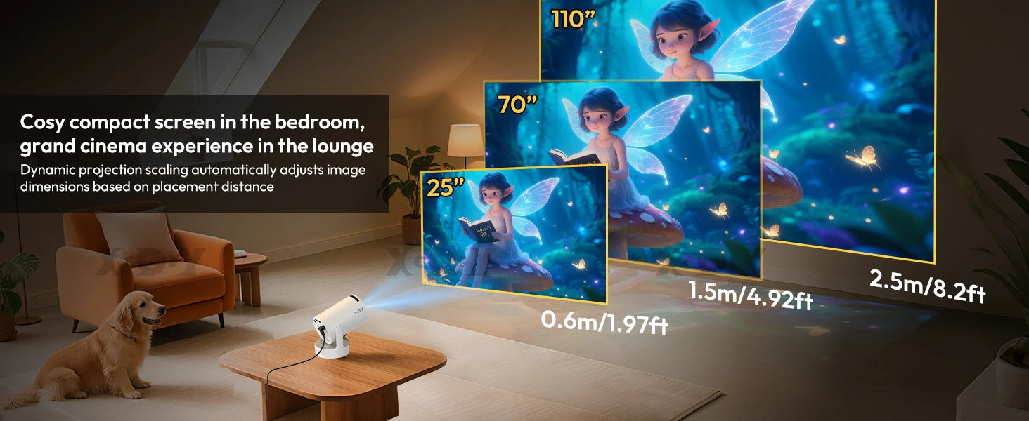 XGODY 4K 1080p LED Projector with 12000 Lumen Brightness, WiFi 6 Bluetooth 5.0 Portable Home Theater System for entertainment