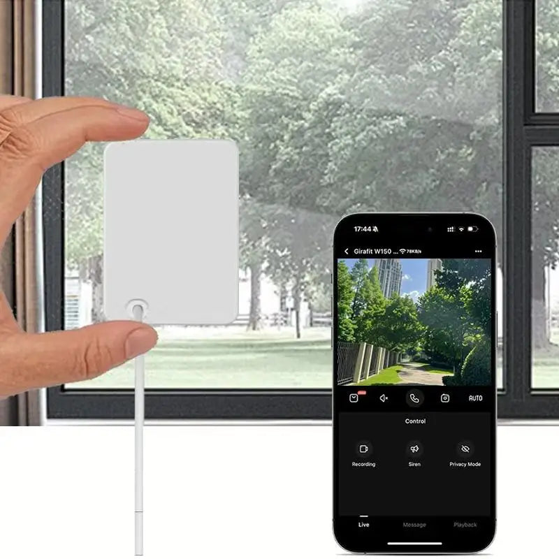 1080P HD WiFi Window Camera Glass Mount Security Camera Color Night Vision AI Motion Detection Two way Audio Cam