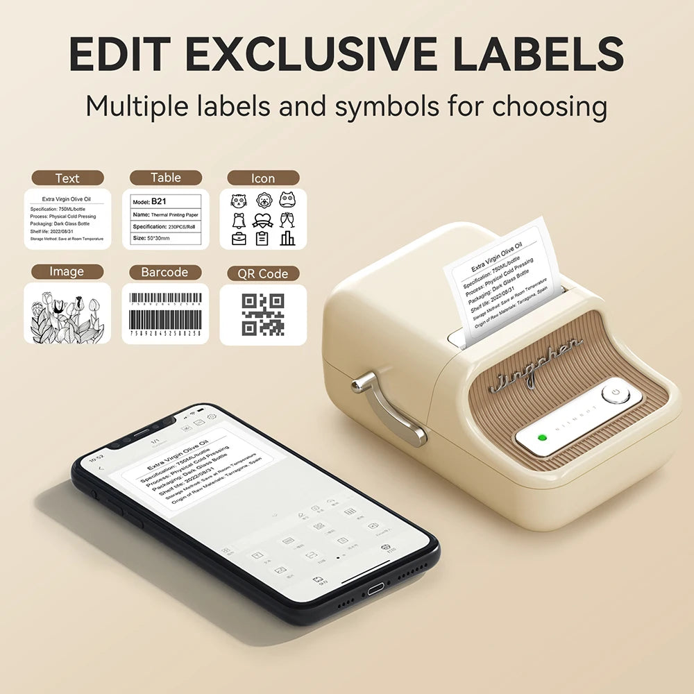 NiiMbot B21 Mini Thermal Printer Wireless Barcode Label Maker Bluetooth Portable Adhesive Label Printers for Office Commercial