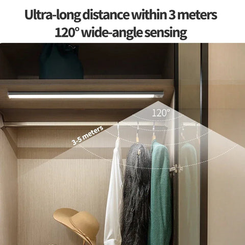 Motion Sensor Under Cabinet Light – USB Rechargeable, 3 Colors, 10–60cm