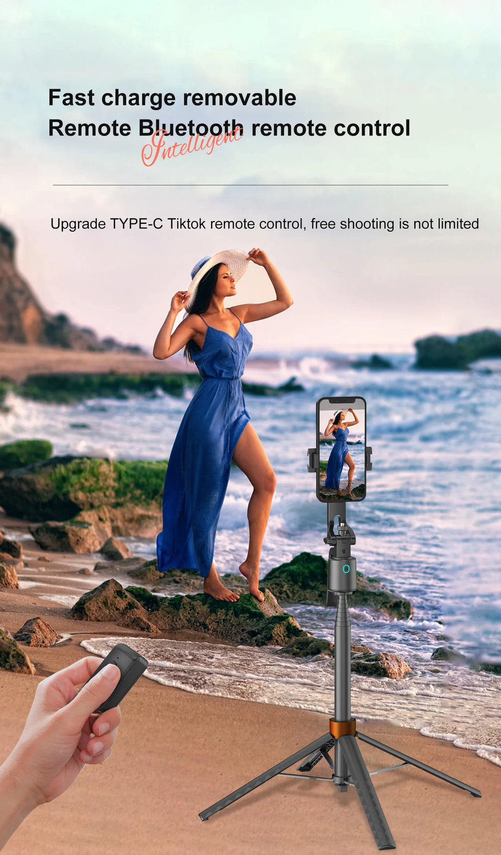 180cm70.9in Facial Tracking 360°Rotation Gimbals Stabilizer Selfie Stick Intelligent Phone Holder Tripod for Mobile Camera GoPro