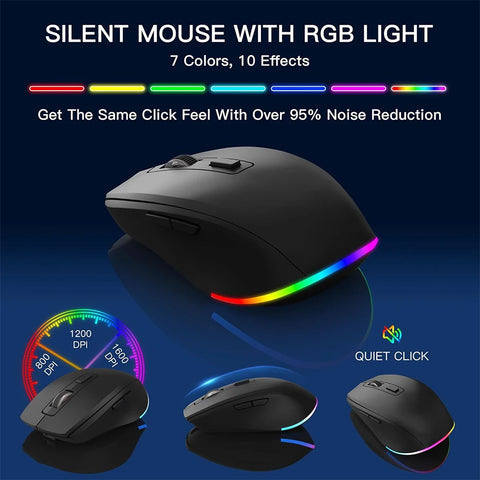 Wireless Keyboard and Mouse Combo with Backlit Full Size Ergonomic Keyboard with Phone Tablet Holder 2.4G Mouse for PC Laptop