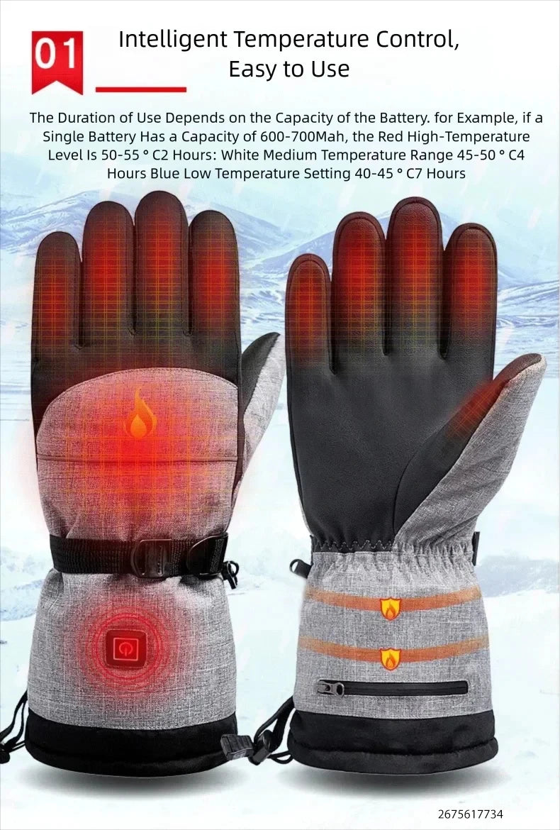 Skiing Heated Glove Rechargeable 5000Mah New Ski Electric Heated Gloves Winter Warm Moto Heated Gloves Warm Waterproof