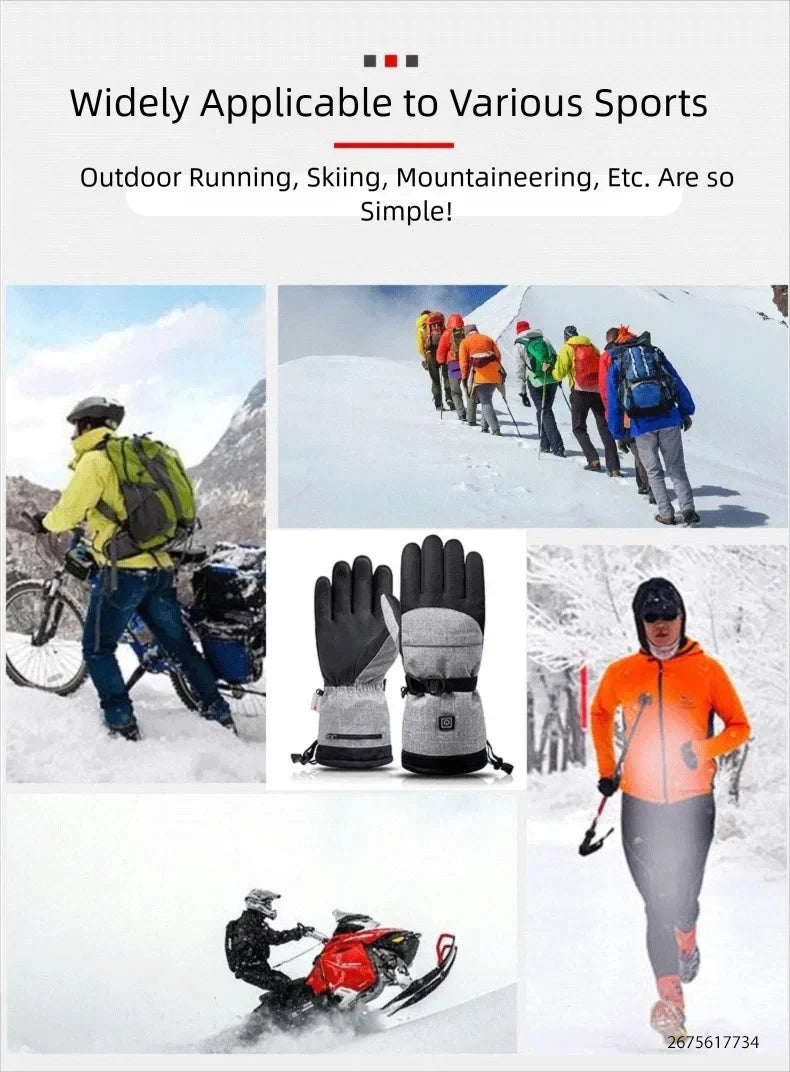 Skiing Heated Glove Rechargeable 5000Mah New Ski Electric Heated Gloves Winter Warm Moto Heated Gloves Warm Waterproof