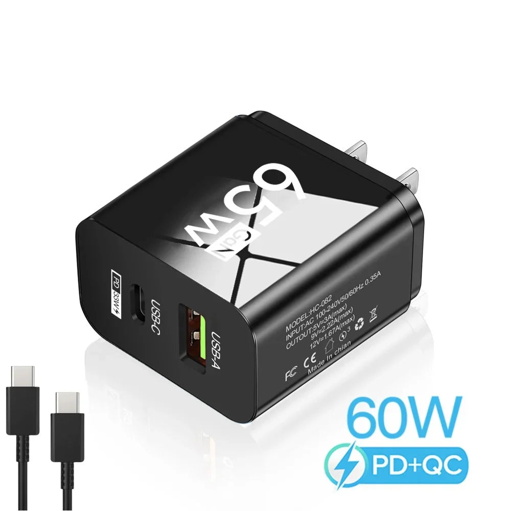 PD 65W Fast Charge Charger USB Type C GaN Phone Adapter For Oneplus iPhone 14 Pro Mix Xiaomi Huawei High Speed Charging Charger