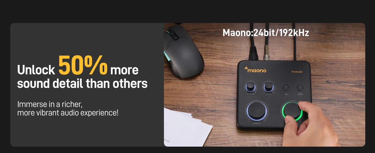 MAONO USB Audio Interface for PC,XLR Input 24-bit/192kHz Routing Software LOOPBACK ASIO for Recording Music,Guitar,DAW PS22 Lite