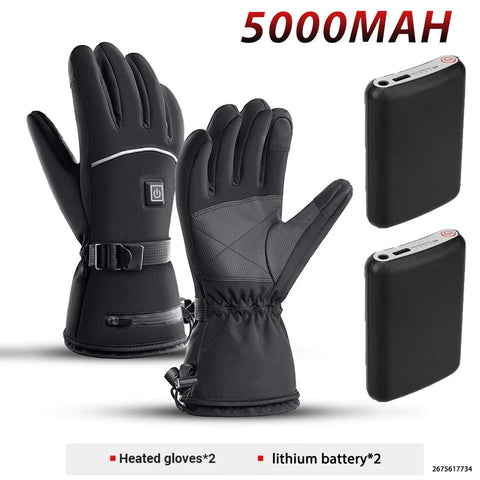 Skiing Heated Glove Rechargeable 5000Mah New Ski Electric Heated Gloves Winter Warm Moto Heated Gloves Warm Waterproof