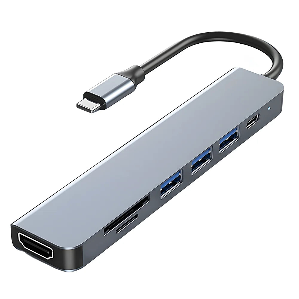 8 In 2 USB Hub USB C Docking Station Type-C Adapter To 4K60Hz HDMI USB 3.0 5Gbps RJ45 1000Mbps Splitter With SD/TF For Laptop