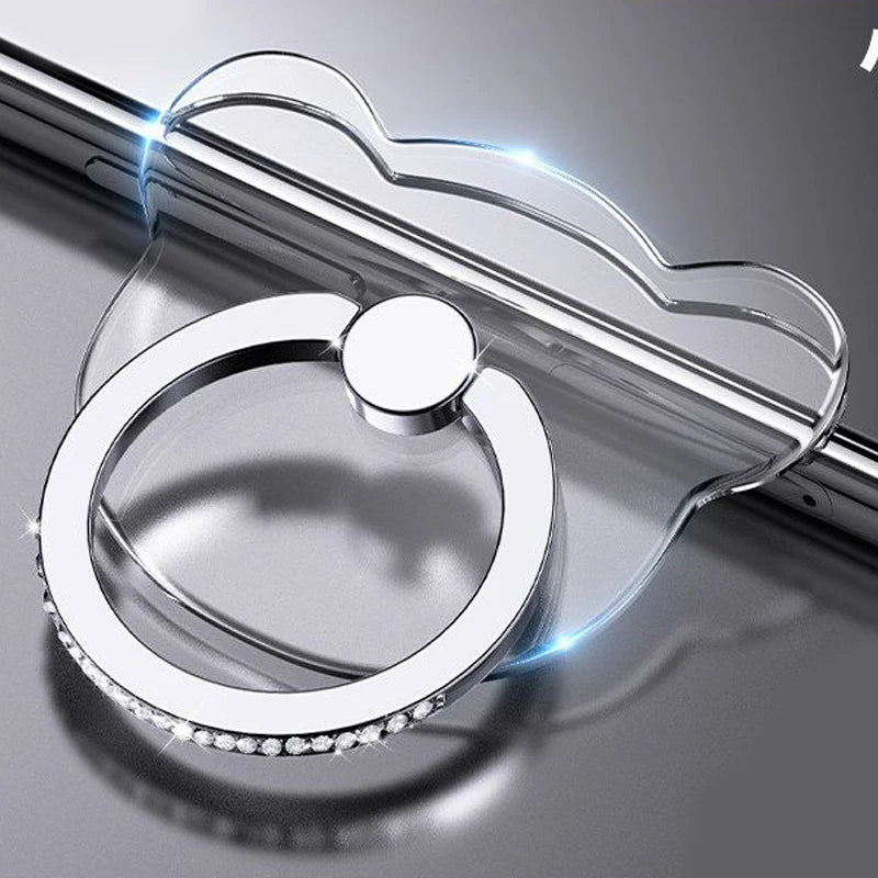 Transparent Cell Phone Ring Holder Stand 360°Degree Rotation Clear Finger Grip Kickstand Compatible iPhone Xiaomi for Phone Case