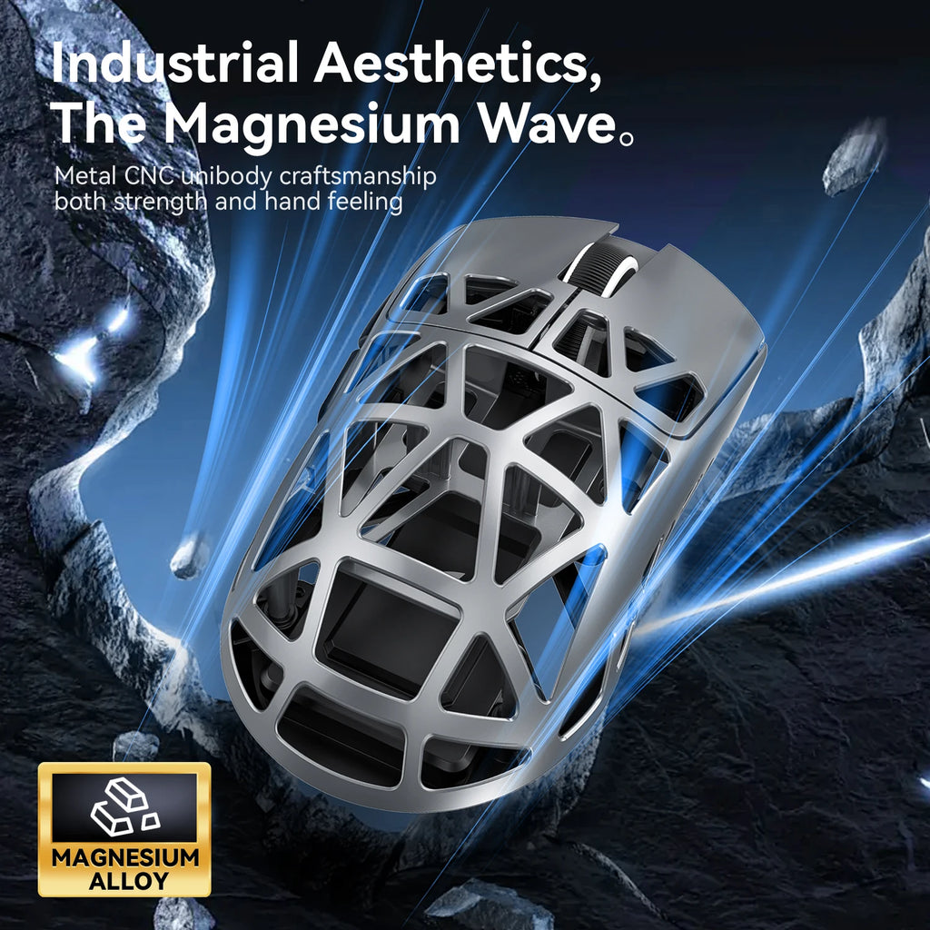 Attack Shark R2 Gaming Wireless Mouse PAW3950 8K Magnesium Alloy Lightweight Gaming Mouse Bluetooth Tri-Mode for Gaming/Office