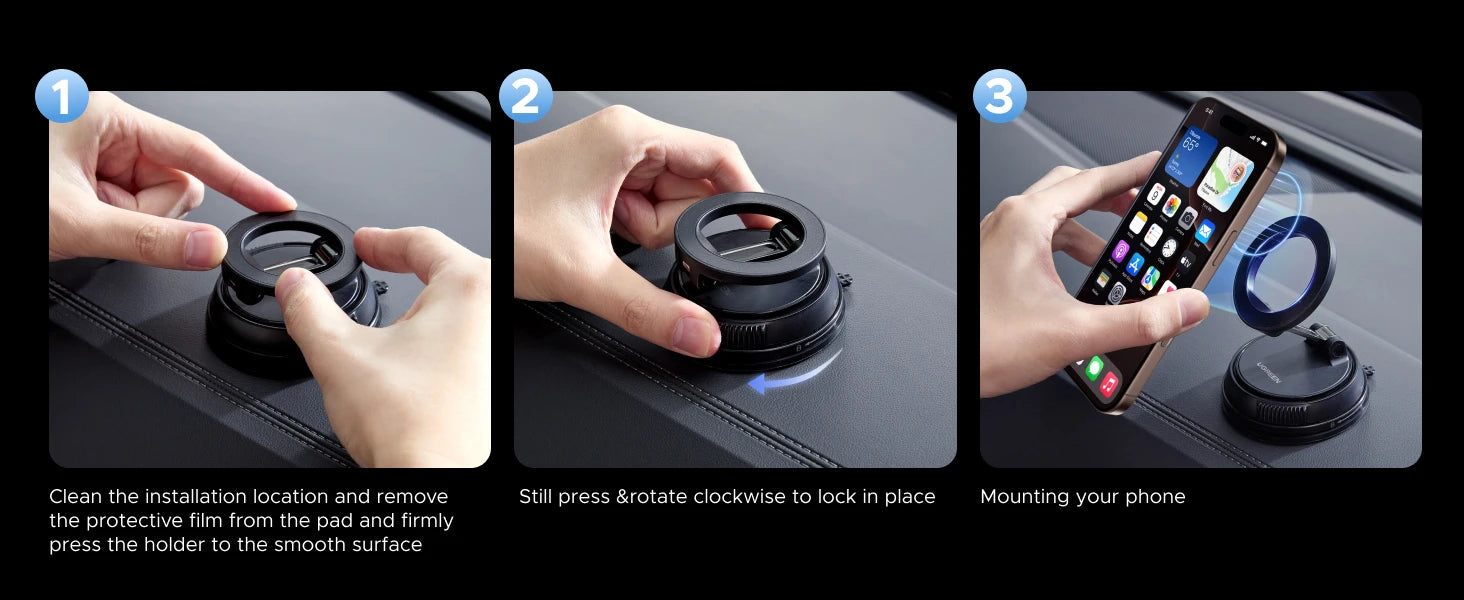 UGREEN Magnetic Car Phone Holder  360°Rotatable Dashboard Suction Cup Car Mount For Magsafe iPhone 16 15 14 ProMax Xiaomi Samsun