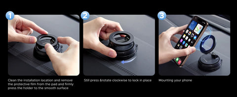 UGREEN Magnetic Car Phone Holder  360°Rotatable Dashboard Suction Cup Car Mount For Magsafe iPhone 16 15 14 ProMax Xiaomi Samsun