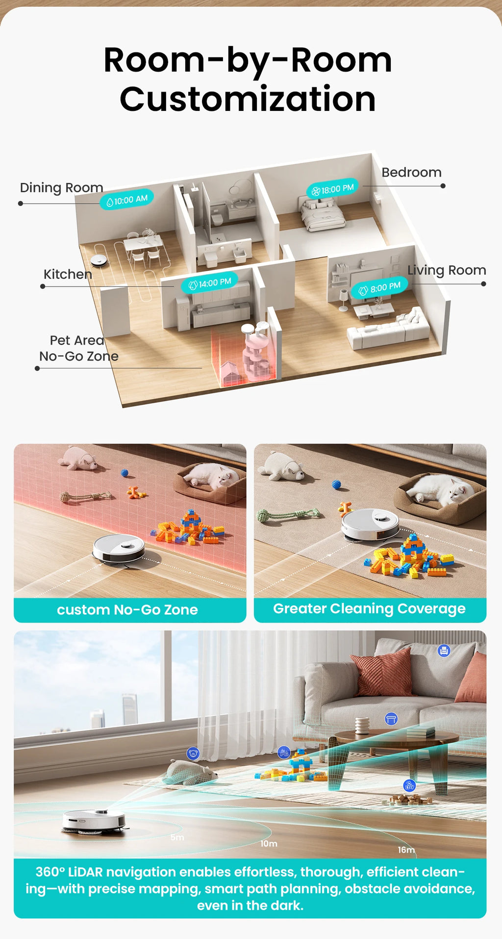 LEFANT M3L Robot Vacuum Cleaner, All-in-one Base Station,12000 Pa Suction 220 min Battery, DToF Navigation, Double Rotary Cloth