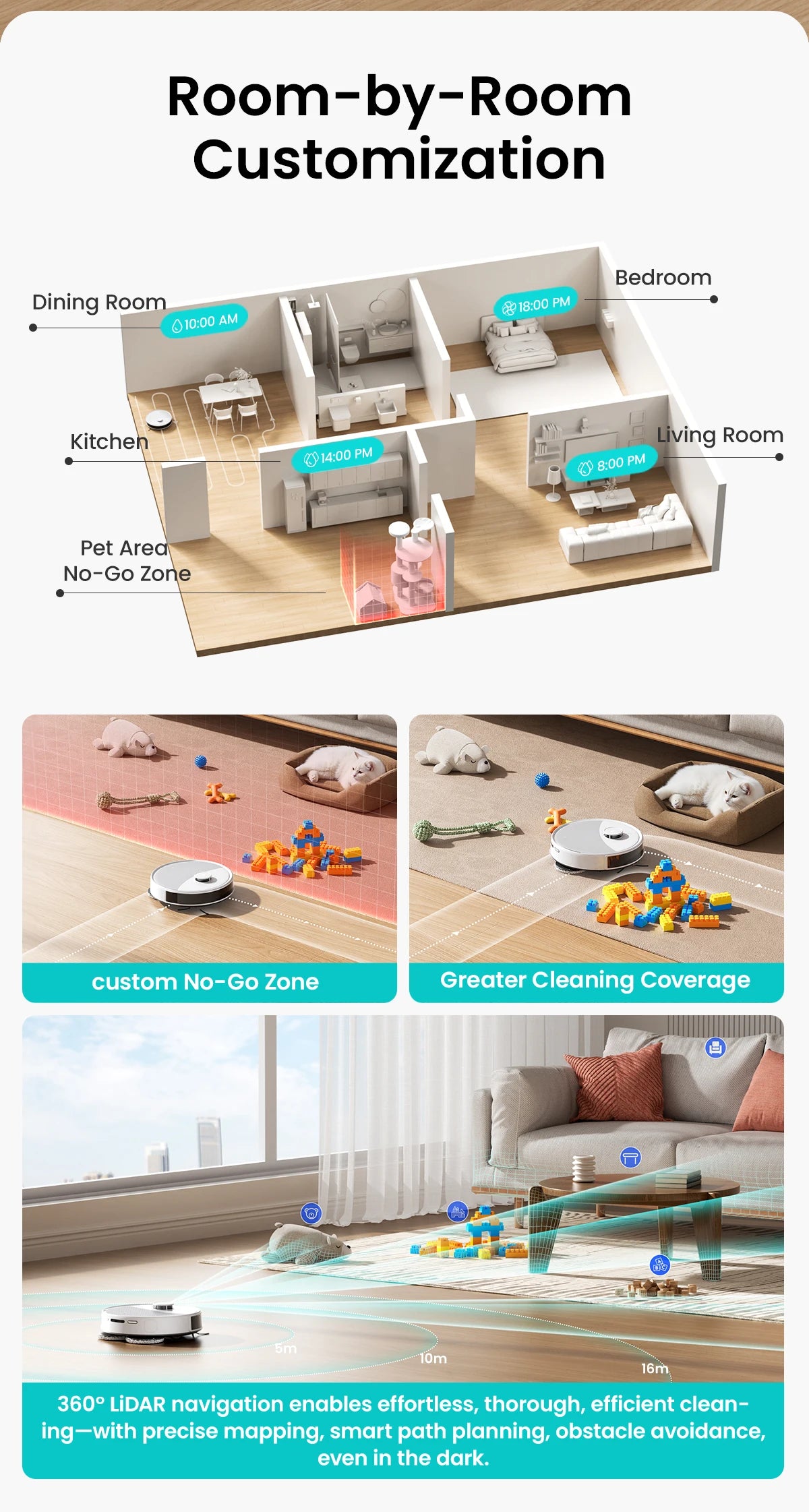 LEFANT M3L Robot Vacuum Cleaner, All-in-one Base Station,12000 Pa Suction 220 min Battery, DToF Navigation, Double Rotary Cloth