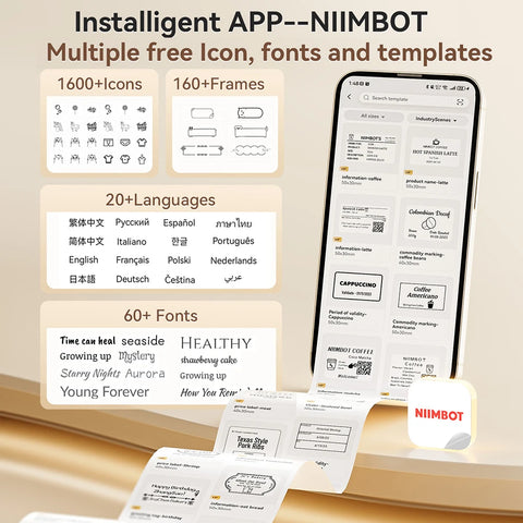 NiiMbot B21 Mini Thermal Printer Wireless Barcode Label Maker Bluetooth Portable Adhesive Label Printers for Office Commercial