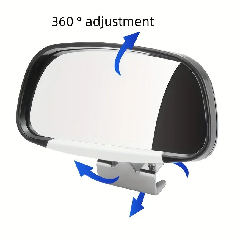 Universal Fit Front View Blind Spot Mirror with Convex Lens - 360° Adjustable