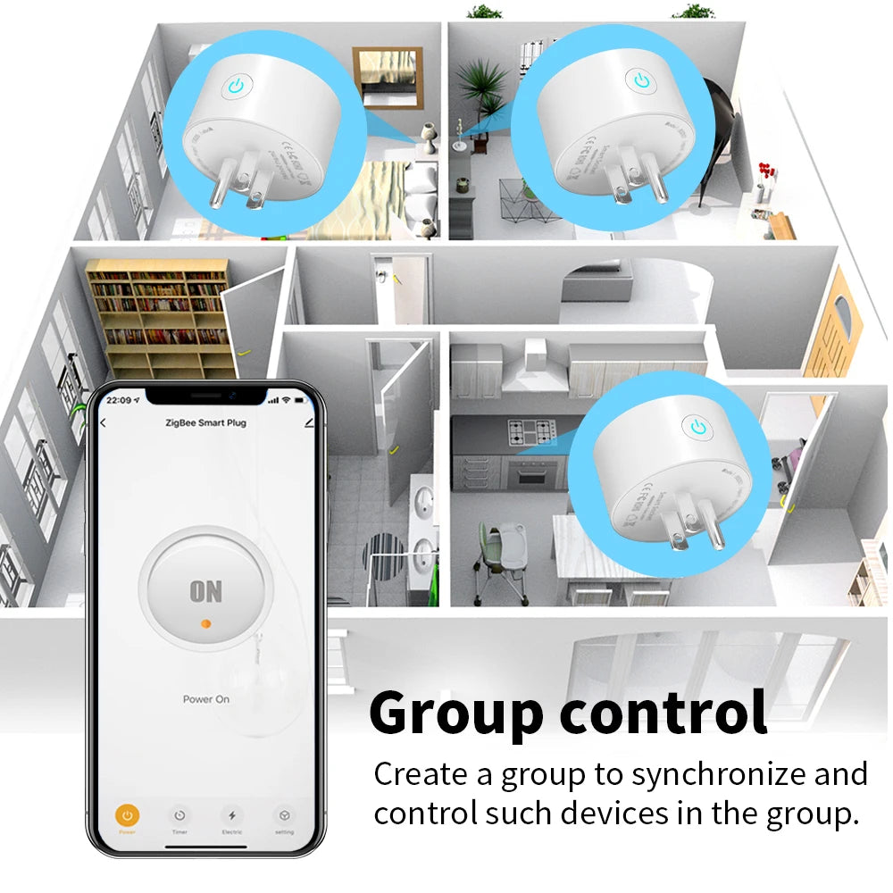Tuya 16A Smart Plug Zigbee WiFi Socket US Canada Mexico Peru Japan Power Monitoring Timing Function Works With Alexa Google Home