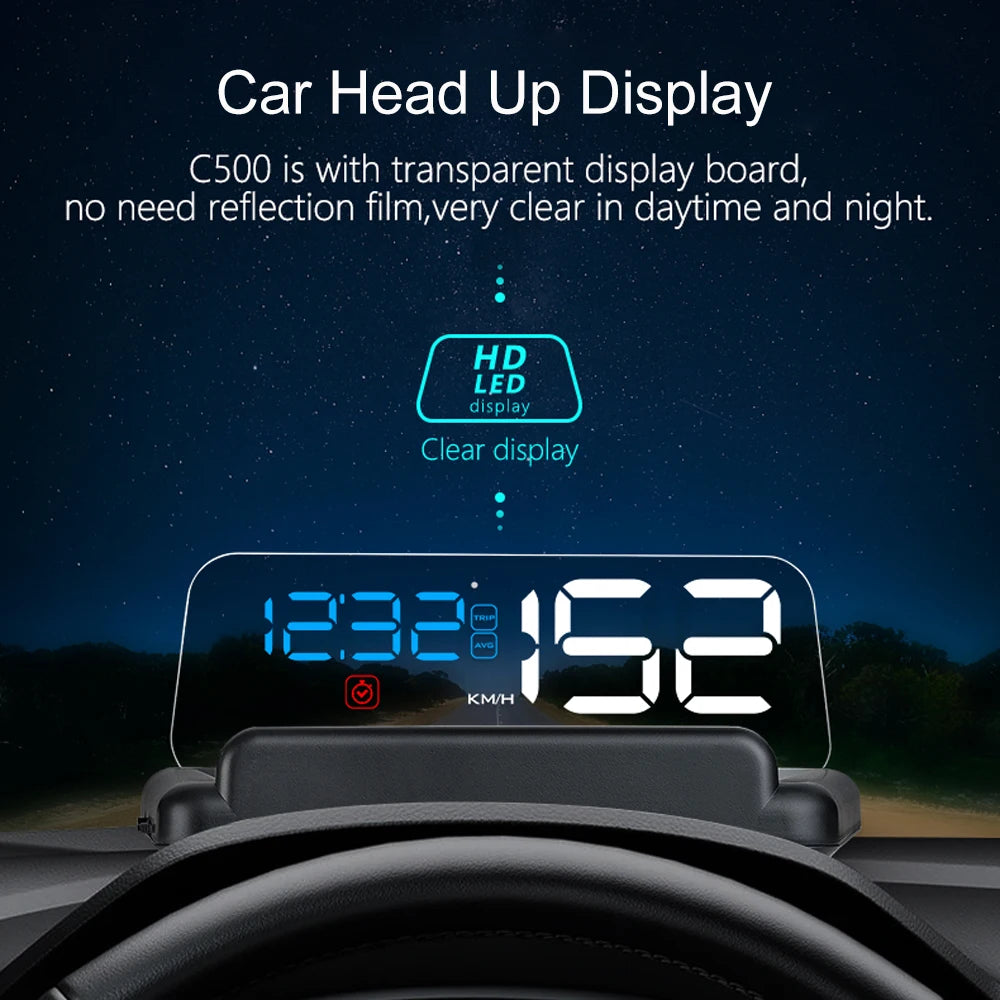 C500 OBD2 T900 GPS HUD Car Head-Up Display OBD Windshield Projector Speedometer Digital Auto Accessories Automotive Electronics