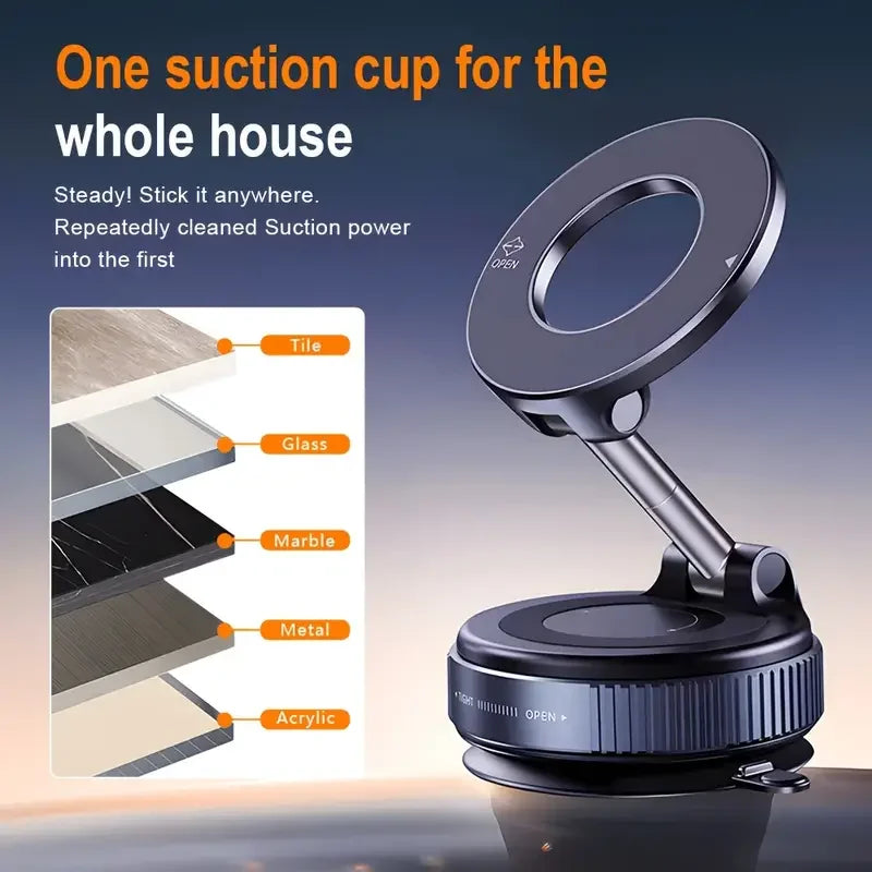 Novora Ultra Strong Vacuum Suction Car Phone Holder 360° Magnetic Mount with 66 lbs Twist-Lock Force Foldable & Magsafe Compatib