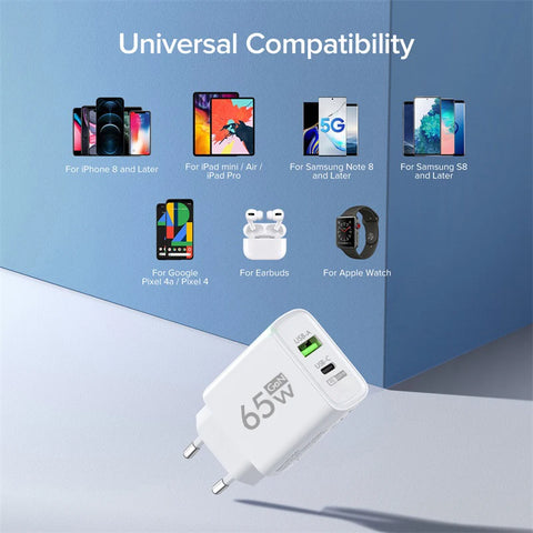 PD 65W Fast Charge Charger USB Type C GaN Phone Adapter For Oneplus iPhone 14 Pro Mix Xiaomi Huawei High Speed Charging Charger