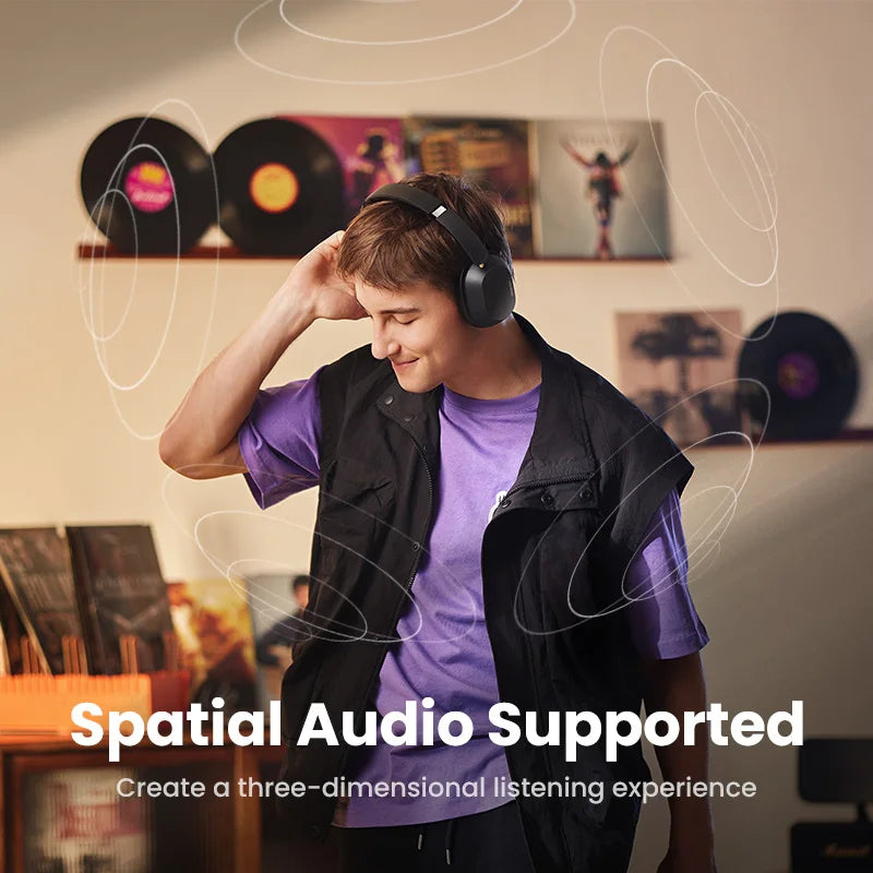 UGREEN Max5c Wireless Bluetooth Headphones ANC 43dB Active Noise Cancellation Hi-Res LDAC 75H Spatial Audio Earphones Headset