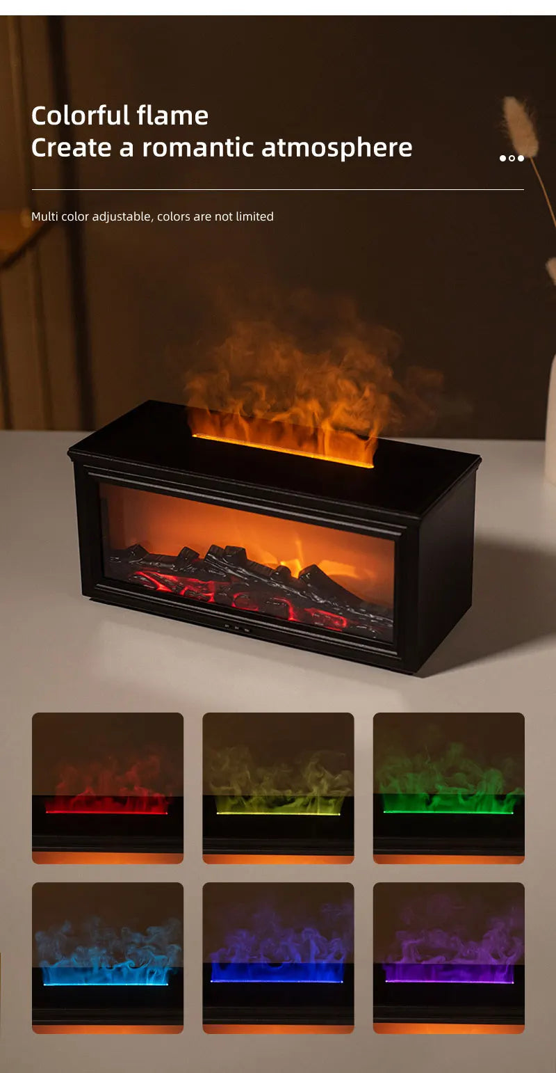 Simulated Fireplace Flames Aroma Diffuser Aromatherapy Essential Oils Ultrasonic Air Humidifier Sprayer Remote Controls