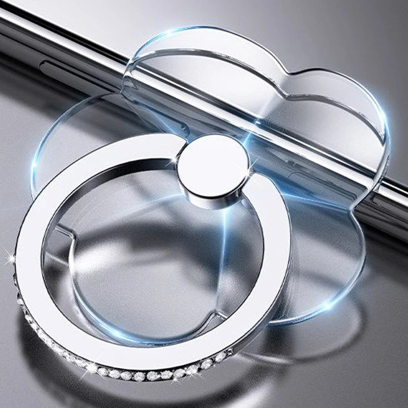 Transparent Cell Phone Ring Holder Stand 360°Degree Rotation Clear Finger Grip Kickstand Compatible iPhone Xiaomi for Phone Case