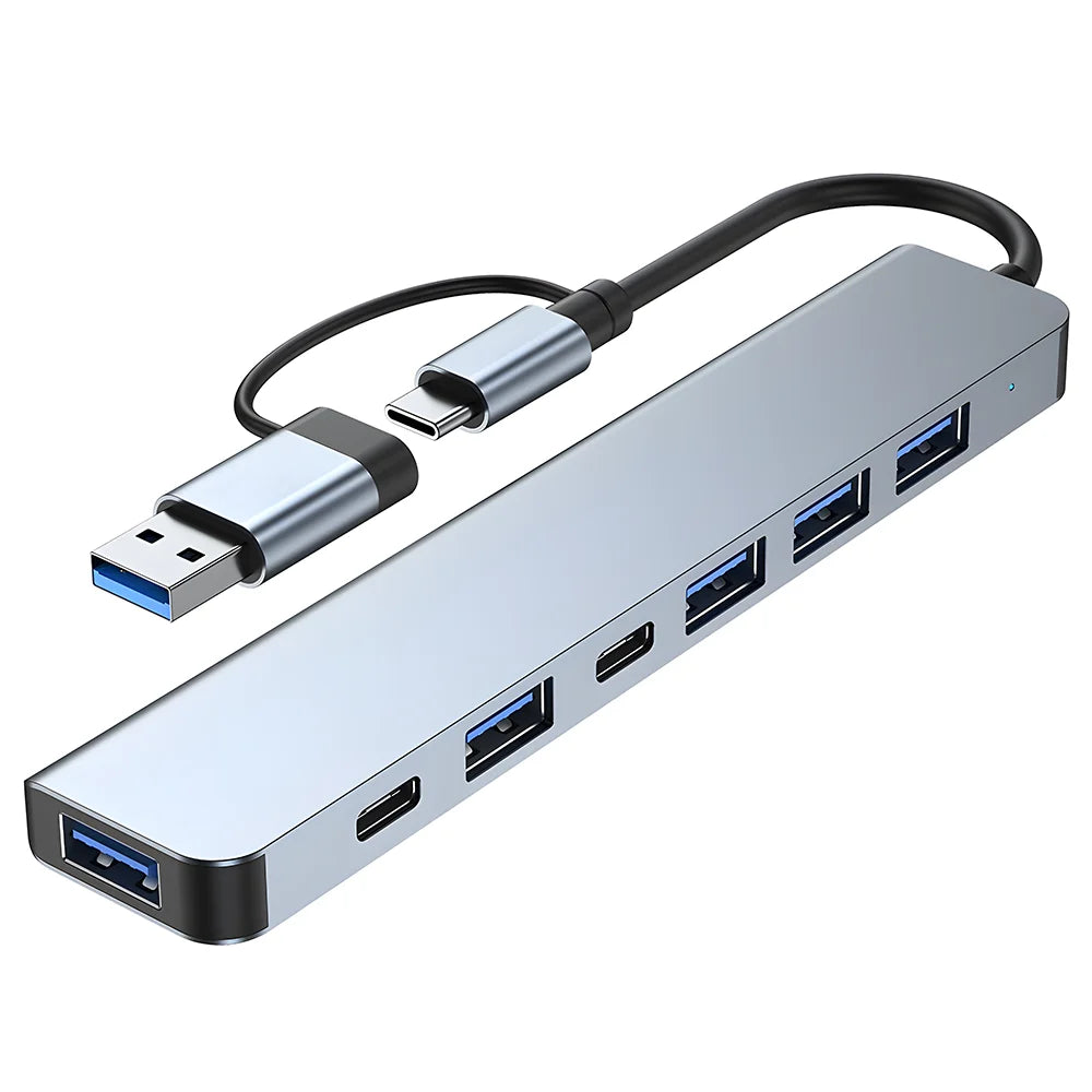 8 In 2 USB Hub USB C Docking Station Type-C Adapter To 4K60Hz HDMI USB 3.0 5Gbps RJ45 1000Mbps Splitter With SD/TF For Laptop
