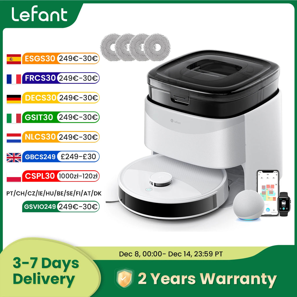 LEFANT M3L Robot Vacuum Cleaner, All-in-one Base Station,12000 Pa Suction 220 min Battery, DToF Navigation, Double Rotary Cloth