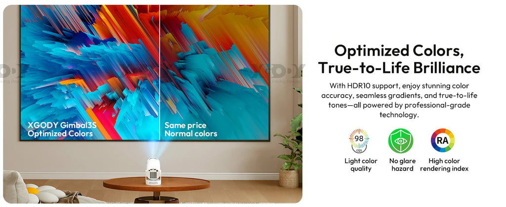 XGODY 4K 1080p LED Projector with 12000 Lumen Brightness, WiFi 6 Bluetooth 5.0 Portable Home Theater System for entertainment