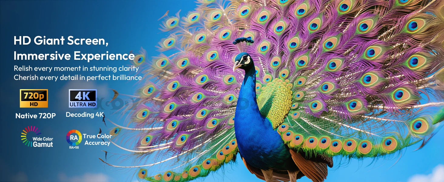 XGODY 4K 1080p LED Projector with 12000 Lumen Brightness, WiFi 6 Bluetooth 5.0 Portable Home Theater System for entertainment