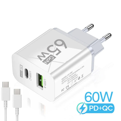 PD 65W Fast Charge Charger USB Type C GaN Phone Adapter For Oneplus iPhone 14 Pro Mix Xiaomi Huawei High Speed Charging Charger
