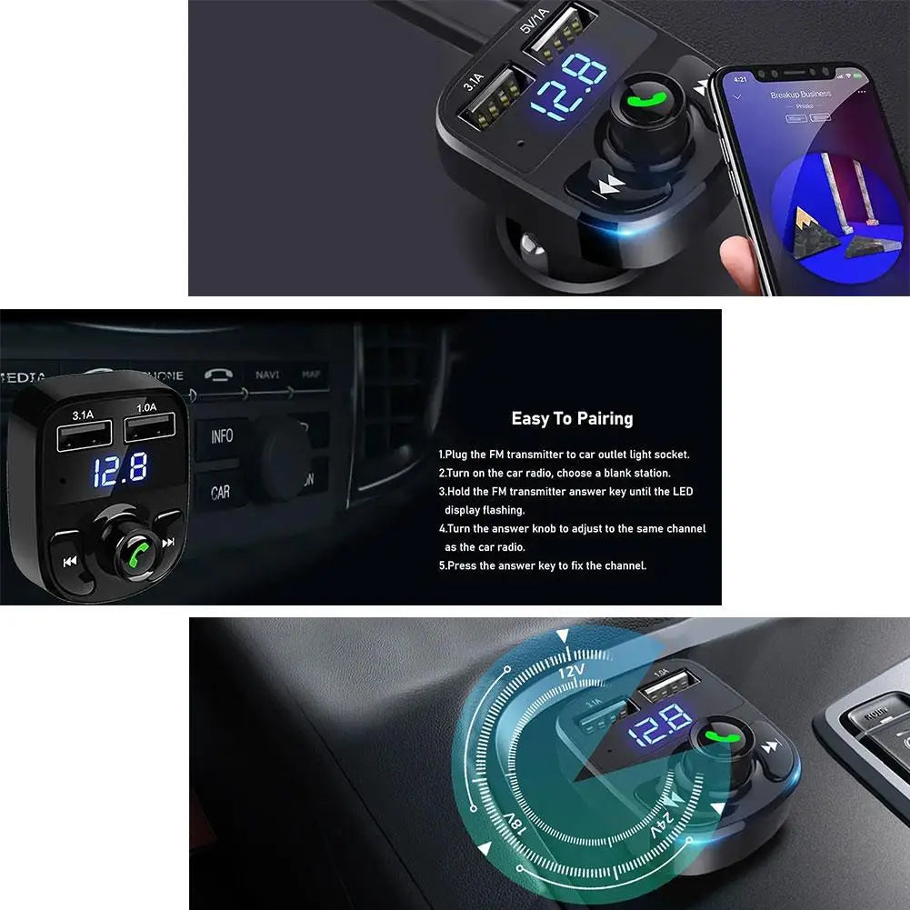 Car Charger FM Transmitter Bluetooth Audio Dual USB Car MP3 Player autoradio Handsfree Charger 3.1A Car Accessories