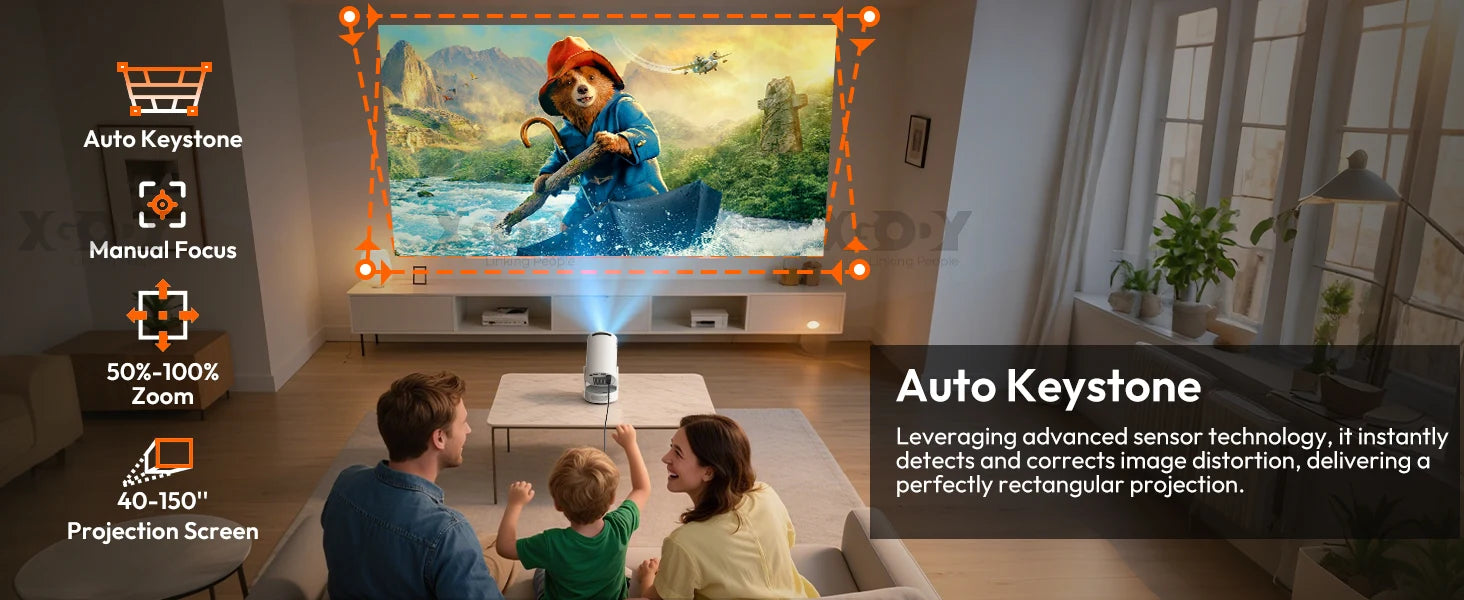 XGODY 4K 1080p LED Projector with 12000 Lumen Brightness, WiFi 6 Bluetooth 5.0 Portable Home Theater System for entertainment
