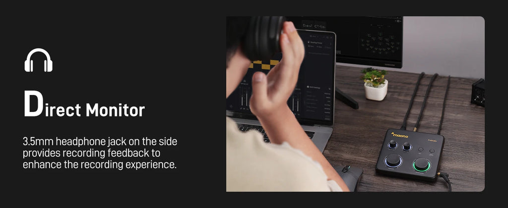 MAONO USB Audio Interface for PC,XLR Input 24-bit/192kHz Routing Software LOOPBACK ASIO for Recording Music,Guitar,DAW PS22 Lite