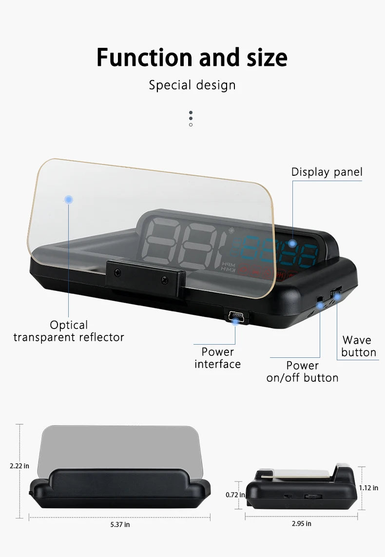 C500 OBD2 T900 GPS HUD Car Head-Up Display OBD Windshield Projector Speedometer Digital Auto Accessories Automotive Electronics