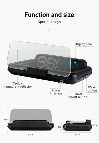 C500 OBD2 T900 GPS HUD Windshield Speedometer