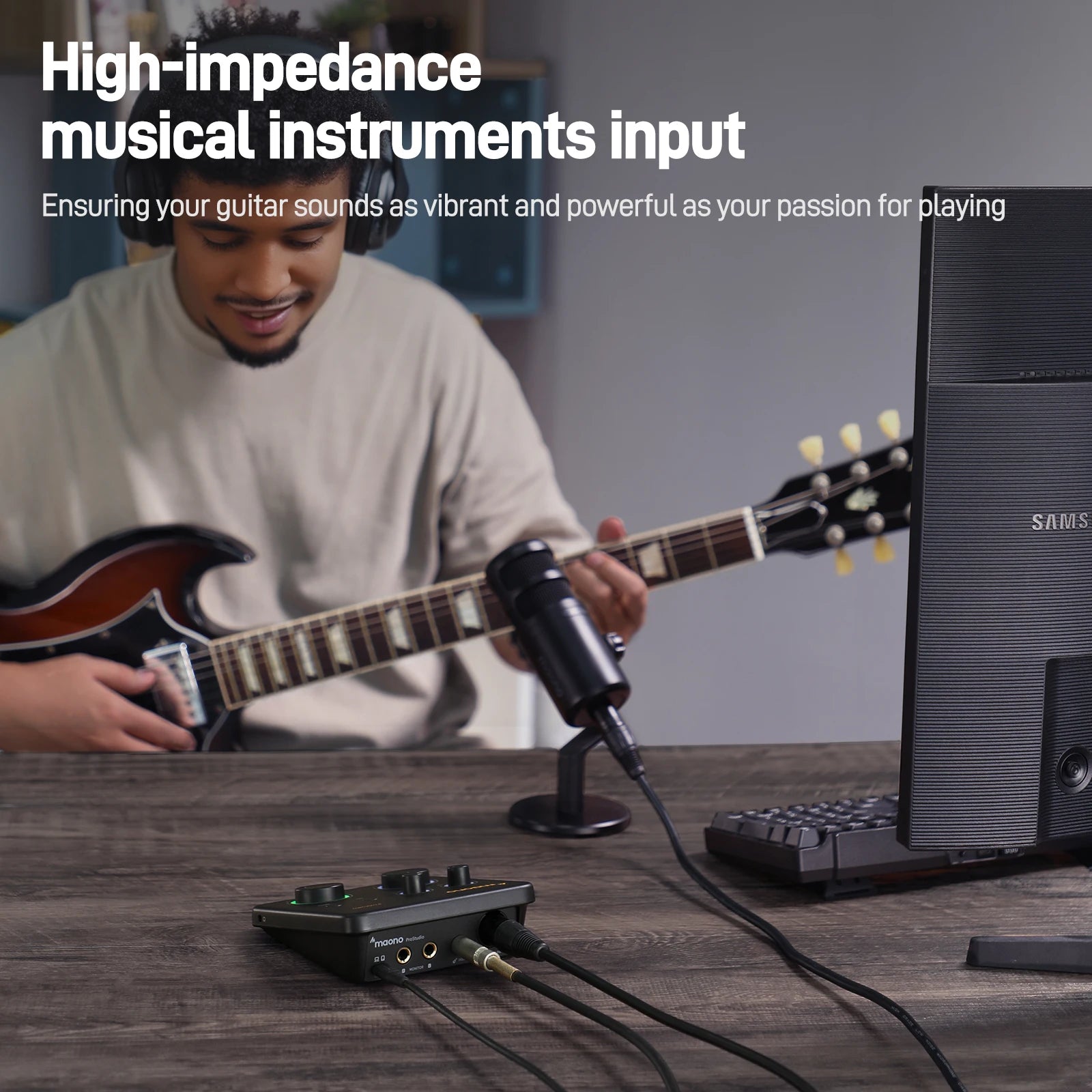 MAONO USB Audio Interface for PC,XLR Input 24-bit/192kHz Routing Software LOOPBACK ASIO for Recording Music,Guitar,DAW PS22 Lite