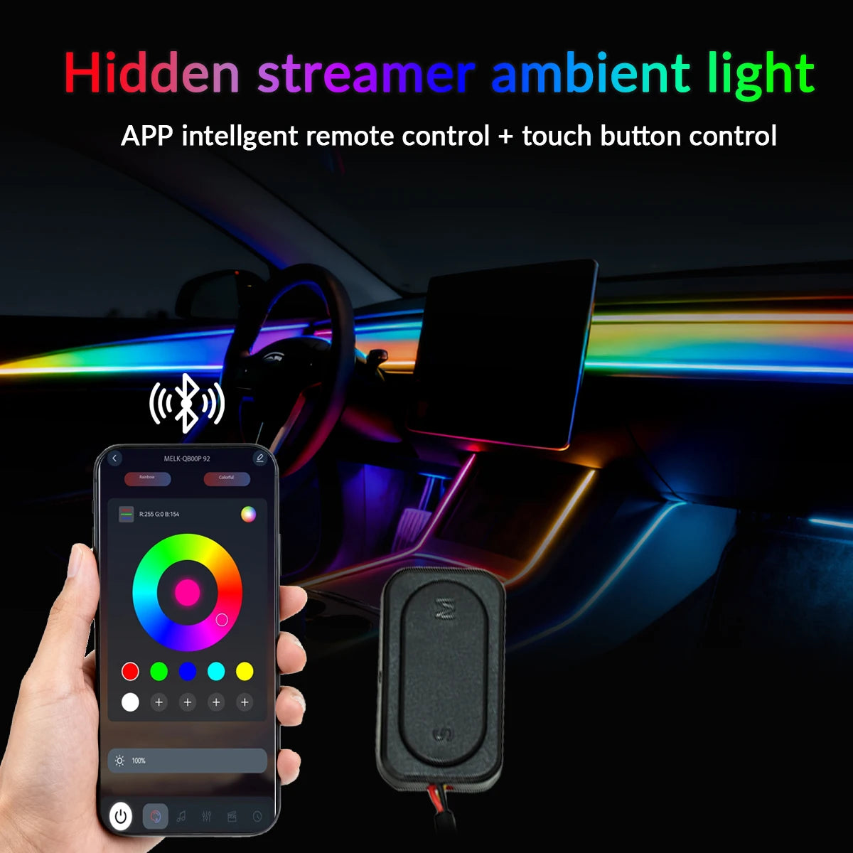 64 Colors RGB Symphony Car Ambient Light 6/10/18 in 1 Interior Acrylic LED Strip Light Decoration Atmosphere Lamp By APP Control