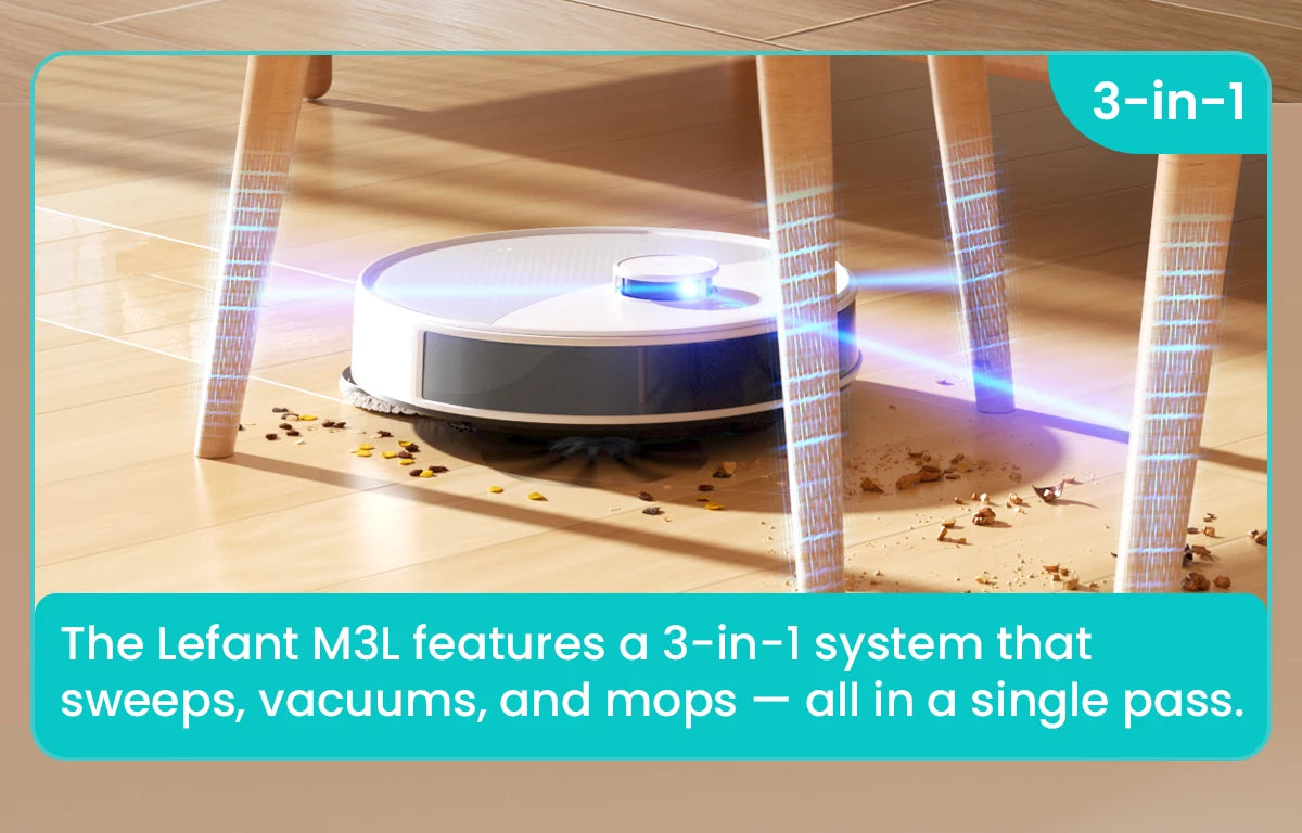 LEFANT M3L Robot Vacuum Cleaner, All-in-one Base Station,12000 Pa Suction 220 min Battery, DToF Navigation, Double Rotary Cloth