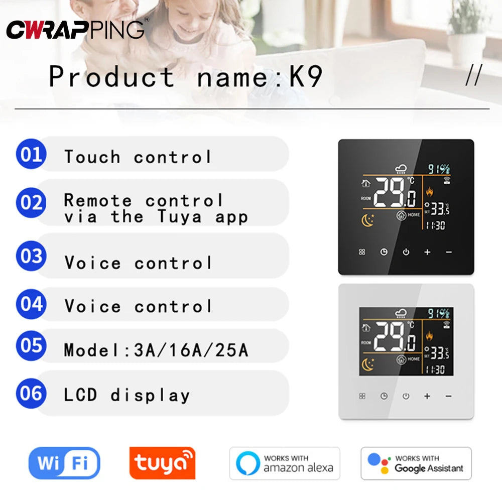 Tuya Smart WiFi Thermostat 3/16/25A Electric Gas Boiler Water Heating Temperature Controller Home Intelligent Heating Accessory